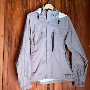 Grey Men's REI Zip Hooded Rain Jacket Large